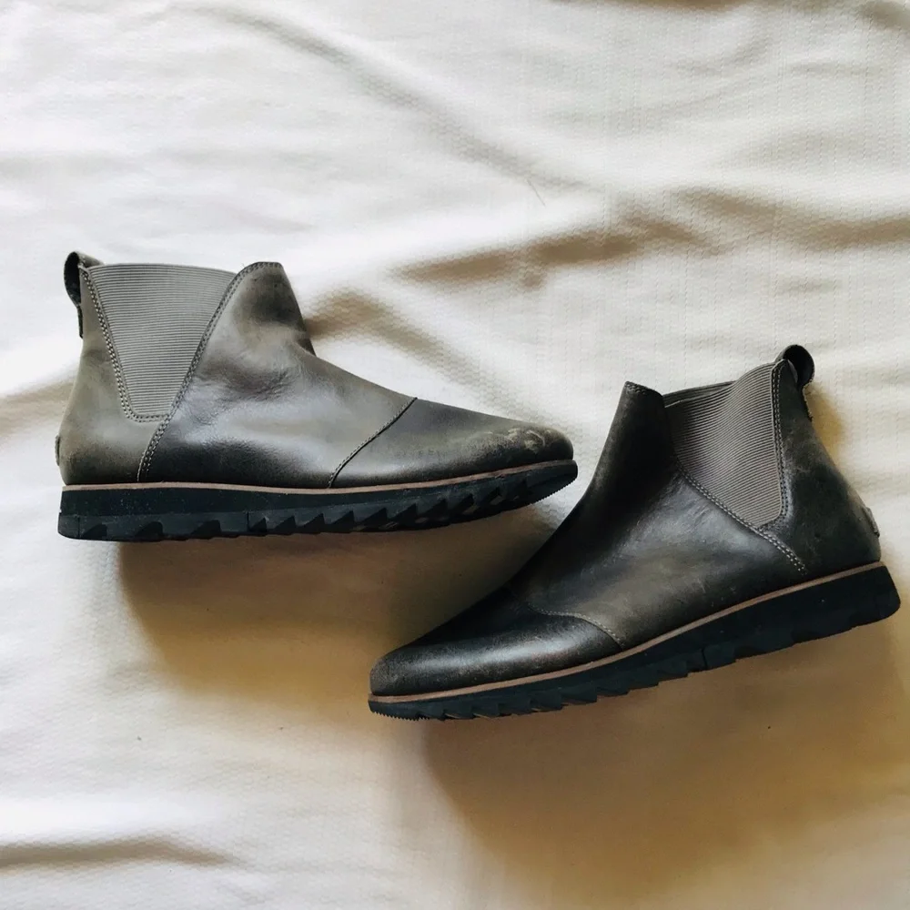 Sorel Gray Leather Ankle Boots - Picture 3 of 14